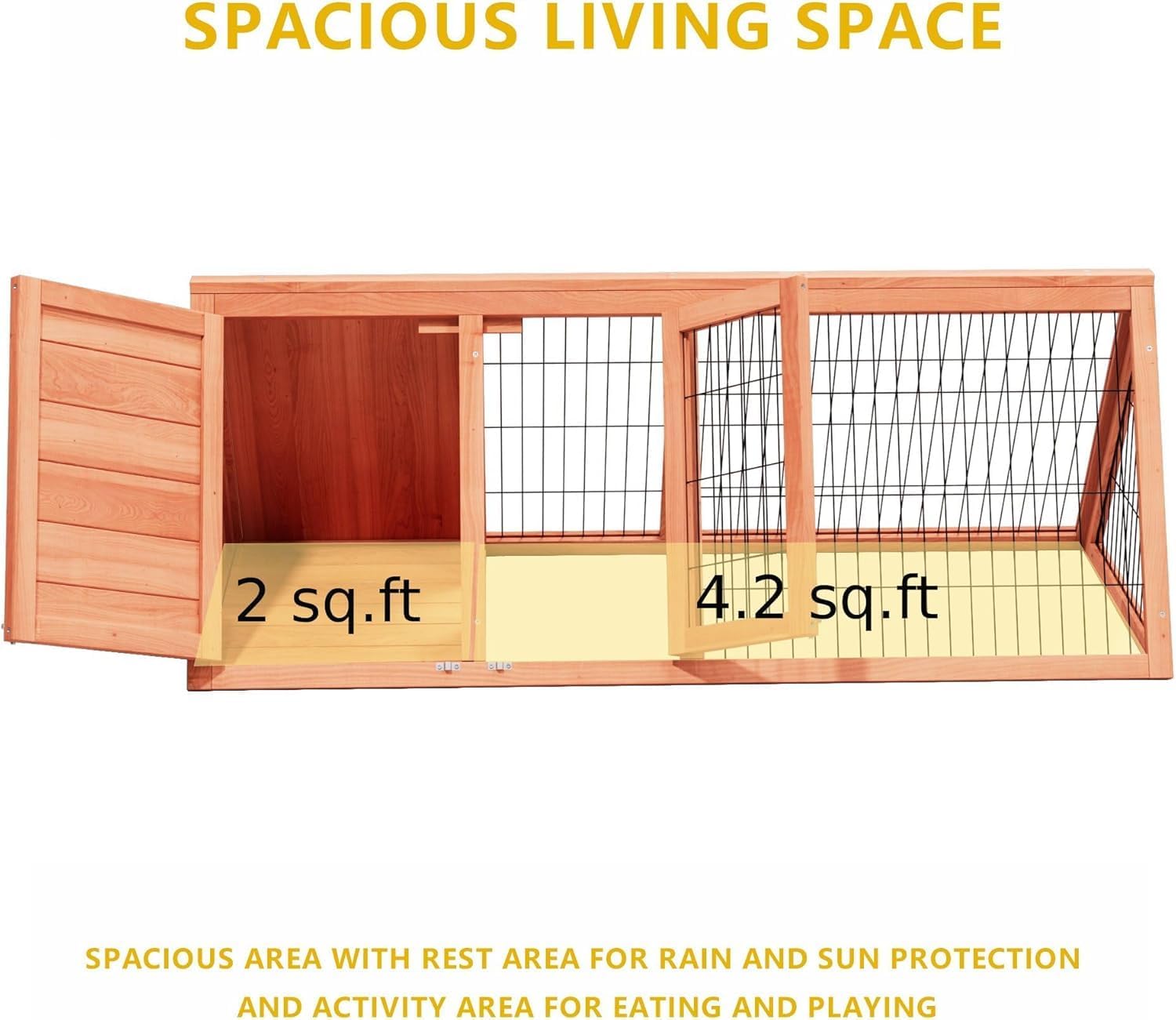 Rabbit Hutch & Chicken Coop Outdoor Small Animal Cage (Brown) (Brown)