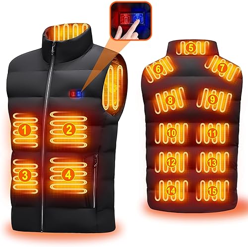 Dicosky Heated Vest for Men Heated Vest Women with 15 Heated Zones Heated Jackets for Men