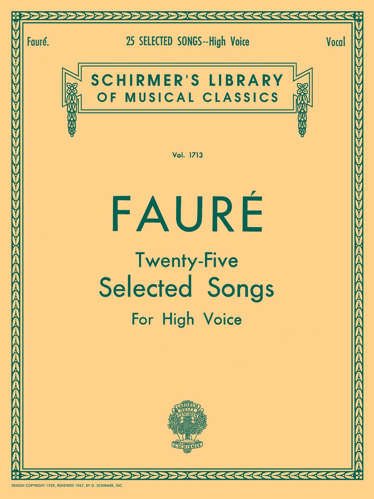 25 Selected Songs: Schirmer Library of Classics Volume 1713 High Voice