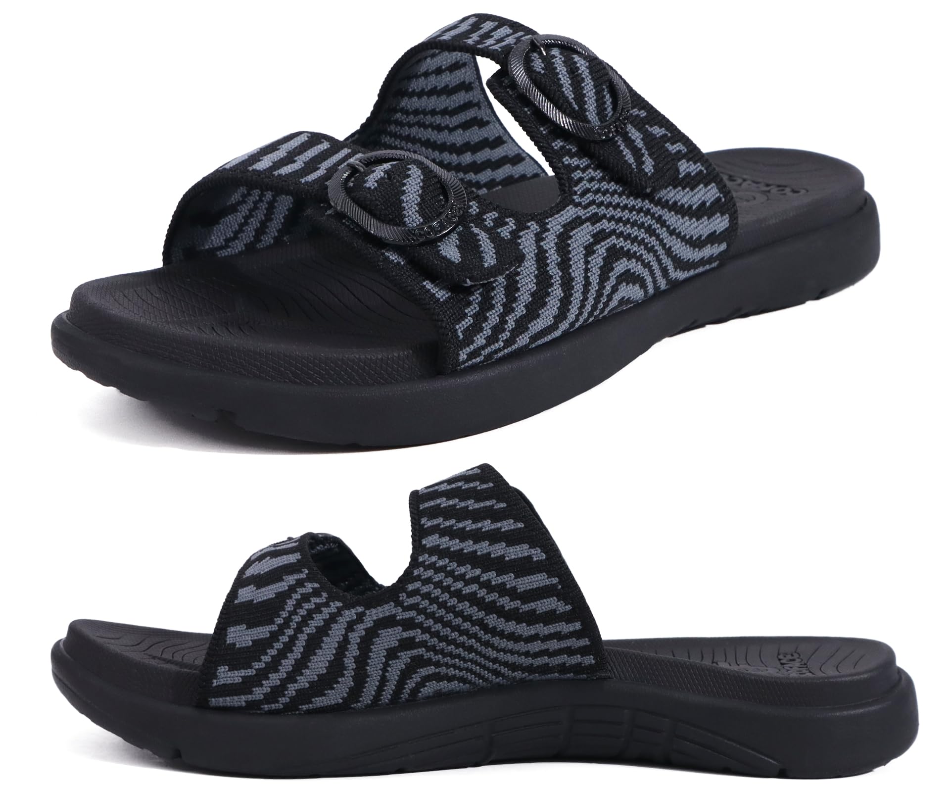 COFACE Herren Erholungssandalen Mit Bogenstütze - Orthopädische Slides Größe 44 Dunkel-Hellgrün