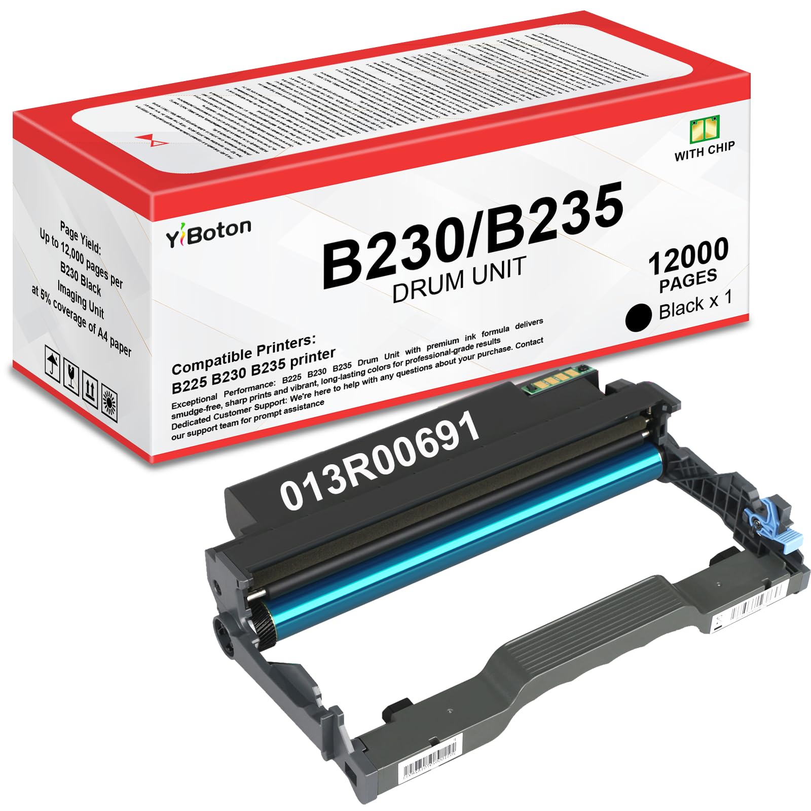 B230 B225 B235 013R00691 Black Imaging Unit Drum Unit Kit | Compatible with Xerox B230 B225 B235 B225dni B230dni B235dni Printer Imaging Unit Drum Unit,12,000 Pages