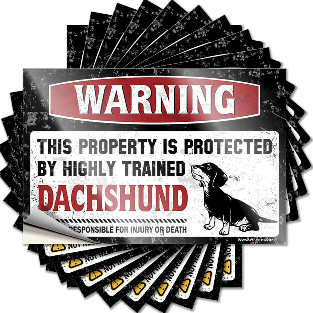 Warning This Property is Protected By A Highly Trained Dachshund Decal Outdoor Camping Accessories | Vintage Door Removable Decal Pack(12X18CM)