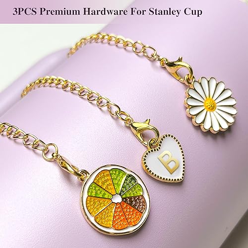 Miniatura 8 de vuicci 3 piezas de cadenas de cartaconchagirasol, accesorios para vaso Stanley de 3040 onzas con asa, identificación con nombre inicial y mango