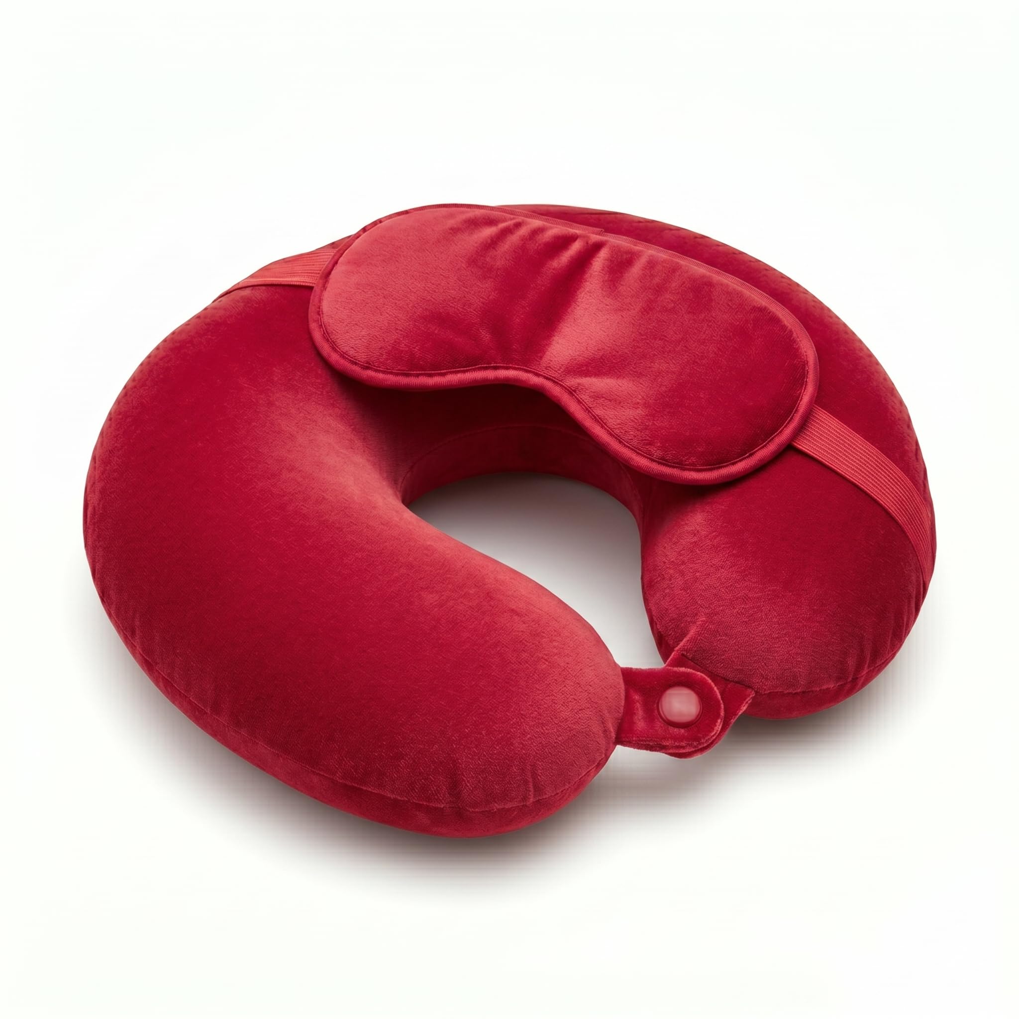 Travel Neck Pillow for Adults, Fiber Filled U-Shaped Neck Support Pillow with Button Closure, Soft Plush Neck Cushion for Airplane, Car, Office & Travel (red)-image-18
