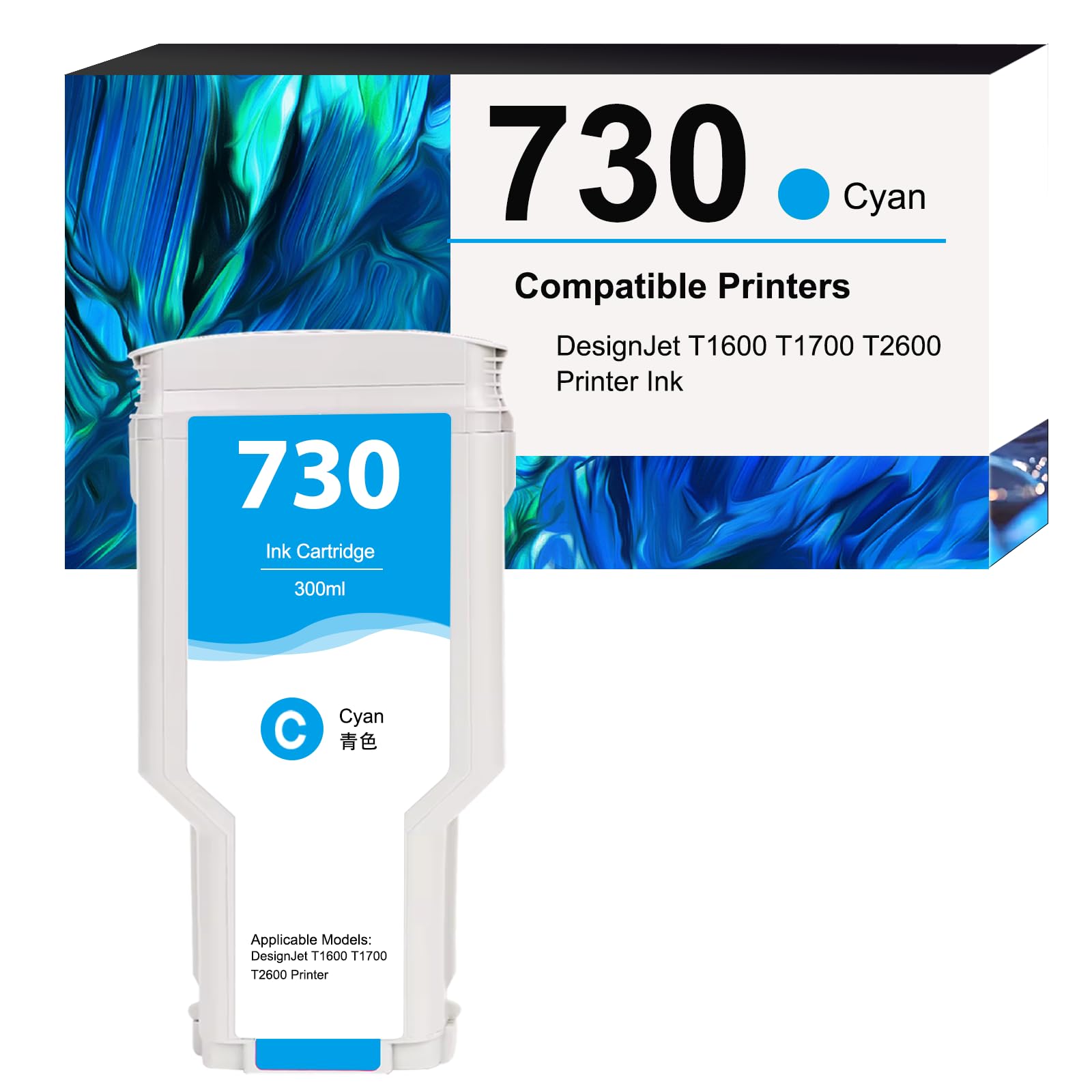 Photo 1 of 730 Ink Cartridge Replacement for HP 730 High Yield 300ml Ink Replacement for Designjet T1600 T1700 T2600 MFP Series Printer 6 Pack(PBK/MBK/C/M/Y/GY)