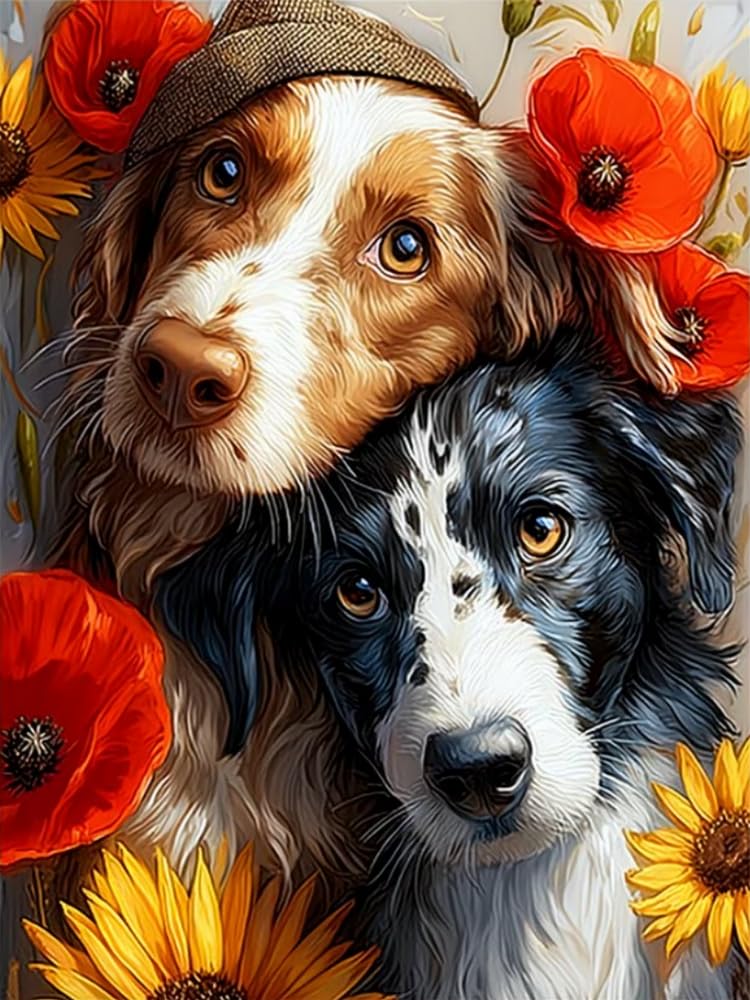 COKYIS Cross Stitch Kits for Adults Stamped 11CT Printed Cross Stitch Kit Dog Counted Embroidery Kits for Beginner Wall Art Home Decoration 40x50cm