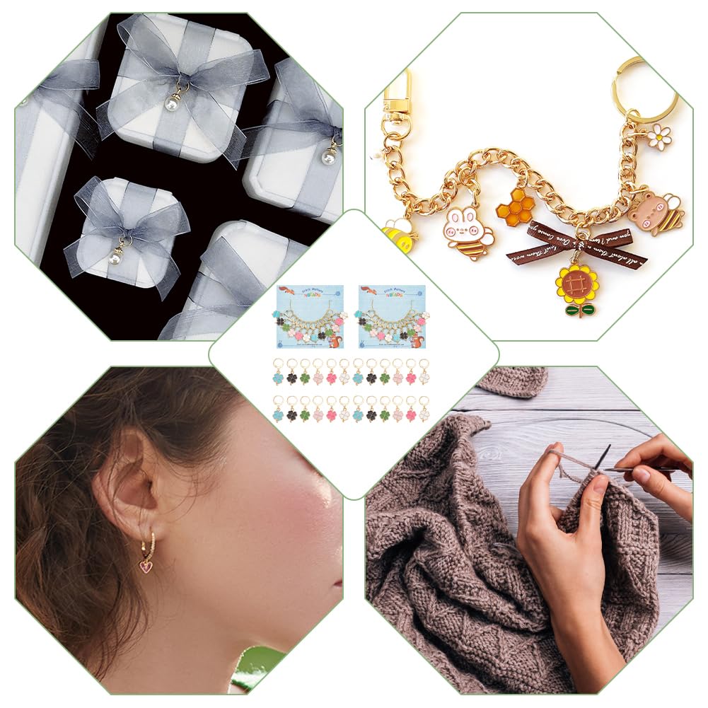NBEADS 12 Pz di Punti In Amazzonite con Fiori Naturali Segnapunti Uncinetto, con Gancio A Leva Rimovibile con Bloccaggio per Maglieria, Tessitura, Cucito, Creazione di Gioielli