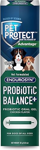 Pet Protect Dog Probiotic Balance+ Gel oral, endurosina formulada por veterinarios, prebióticos y probióticos para perros, suministro para 3 días,