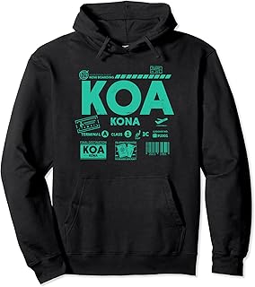 Vintage Kona Hawaii KOA Airport Code Travel Day Retro Travel Pullover Hoodie
