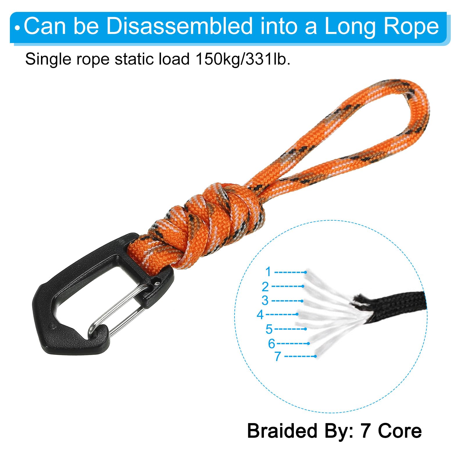 PATIKIL Badge Lanyard 4.7 Inch, Necklace Keychain Cord Metal Clasp Hook Ring Strap for Keys Whistle ID Card Badge Holder Camo Orange - Image 3