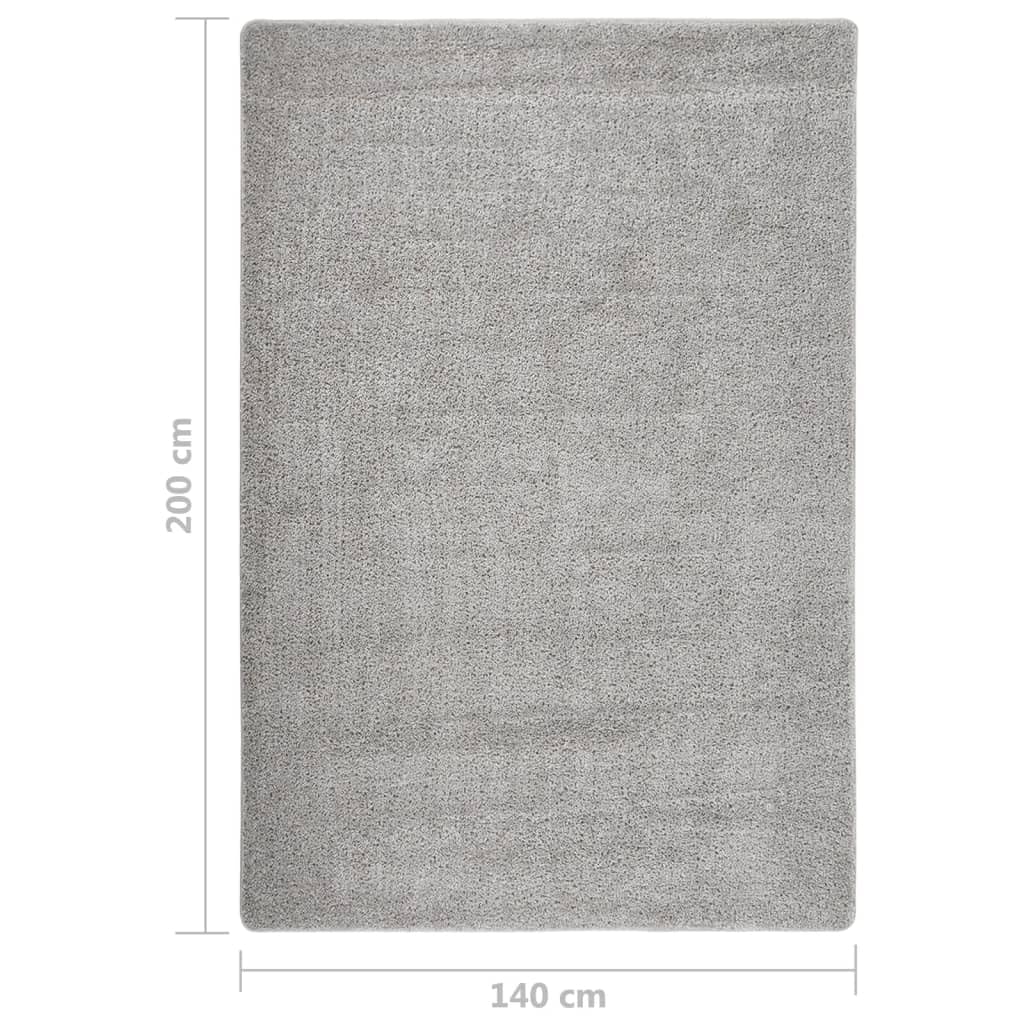 Tapis shaggy à poils longs avec dessous en latex antidérapant, facile d'entretien, confortable, pour chambre à coucher, couloir et salle à manger, gris clair, 140 x 200 cm