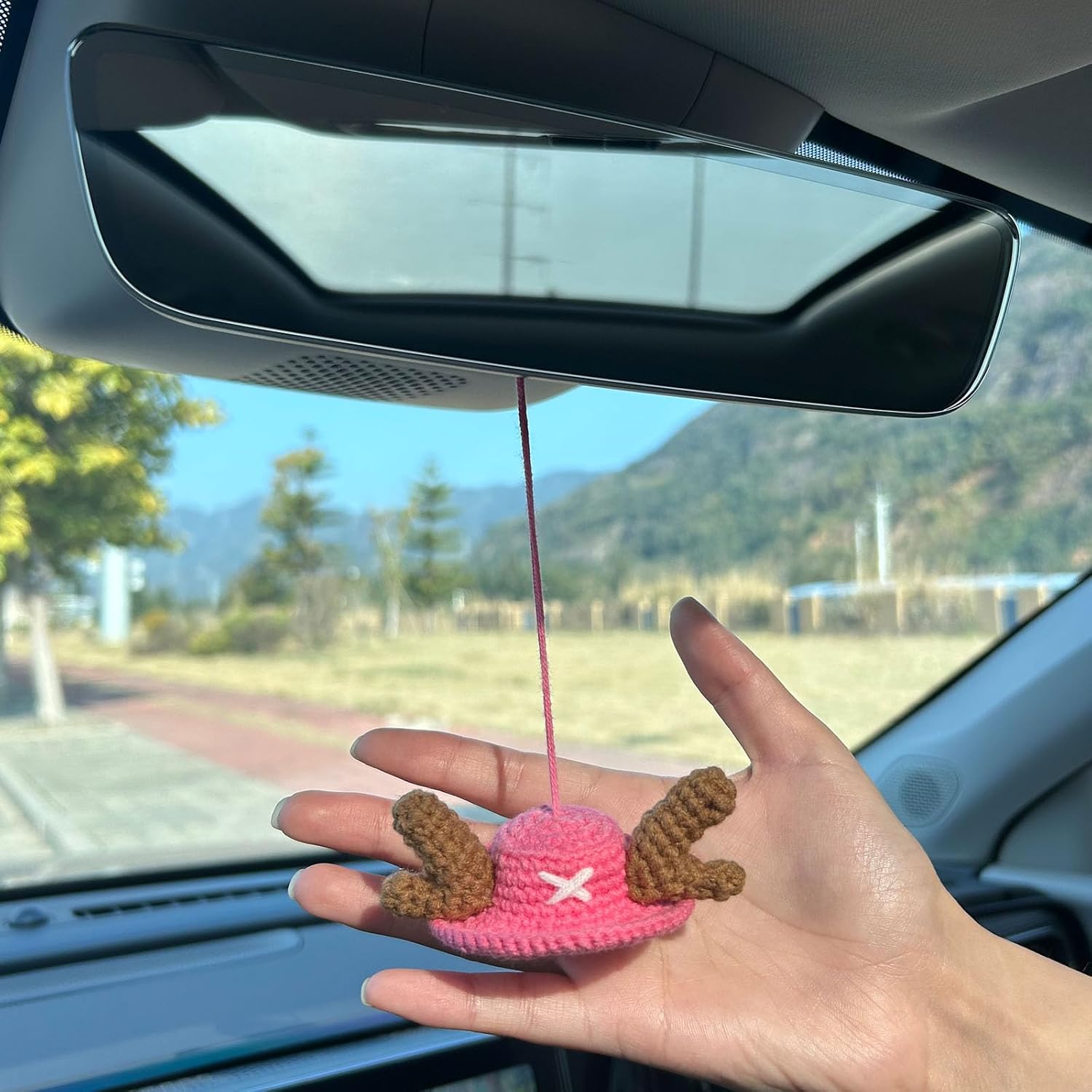 OP Anime Straw Hat Pendant Car Swinging Ornament Truck Mirror Decor Caravan Mirror Lovers Favourite Car Rear View Mirror Hanging Accessories Gifts for Graduates Colleague Fathers Mothers Sons (C)