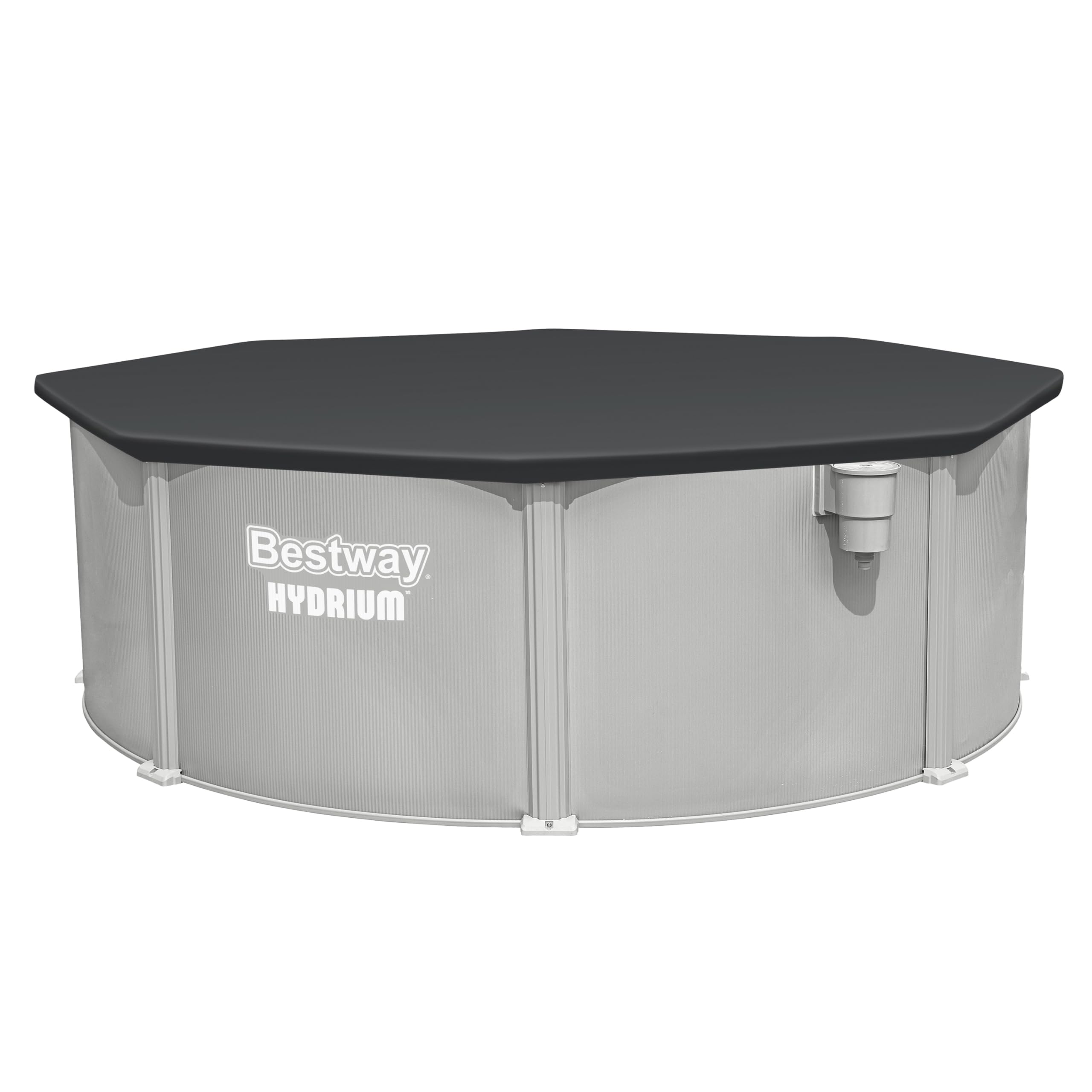 Bestway Hydrium Stahlwandpool Komplett-Set rund 366 x 122 cm Granitgrau Gartenpool Aufstellpool mit Sandfilteranlage