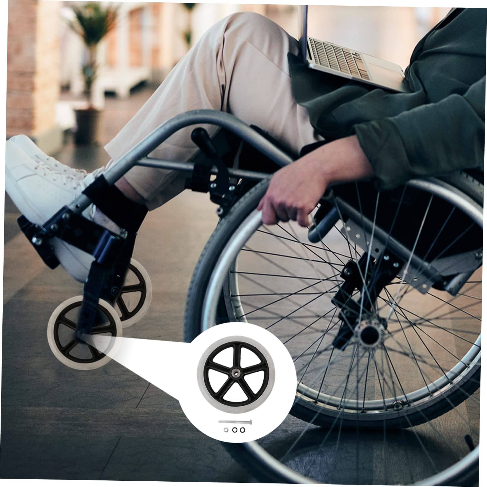Rueda de Repuesto para Silla de Ruedas, 2 Piezas Rueda Delantera de 8 Pulgadas Silla de Oficina Ruedas Giratorias Accesorios para Cochecito Andador Ruedas de Repuesto para Silla de Ruedas
