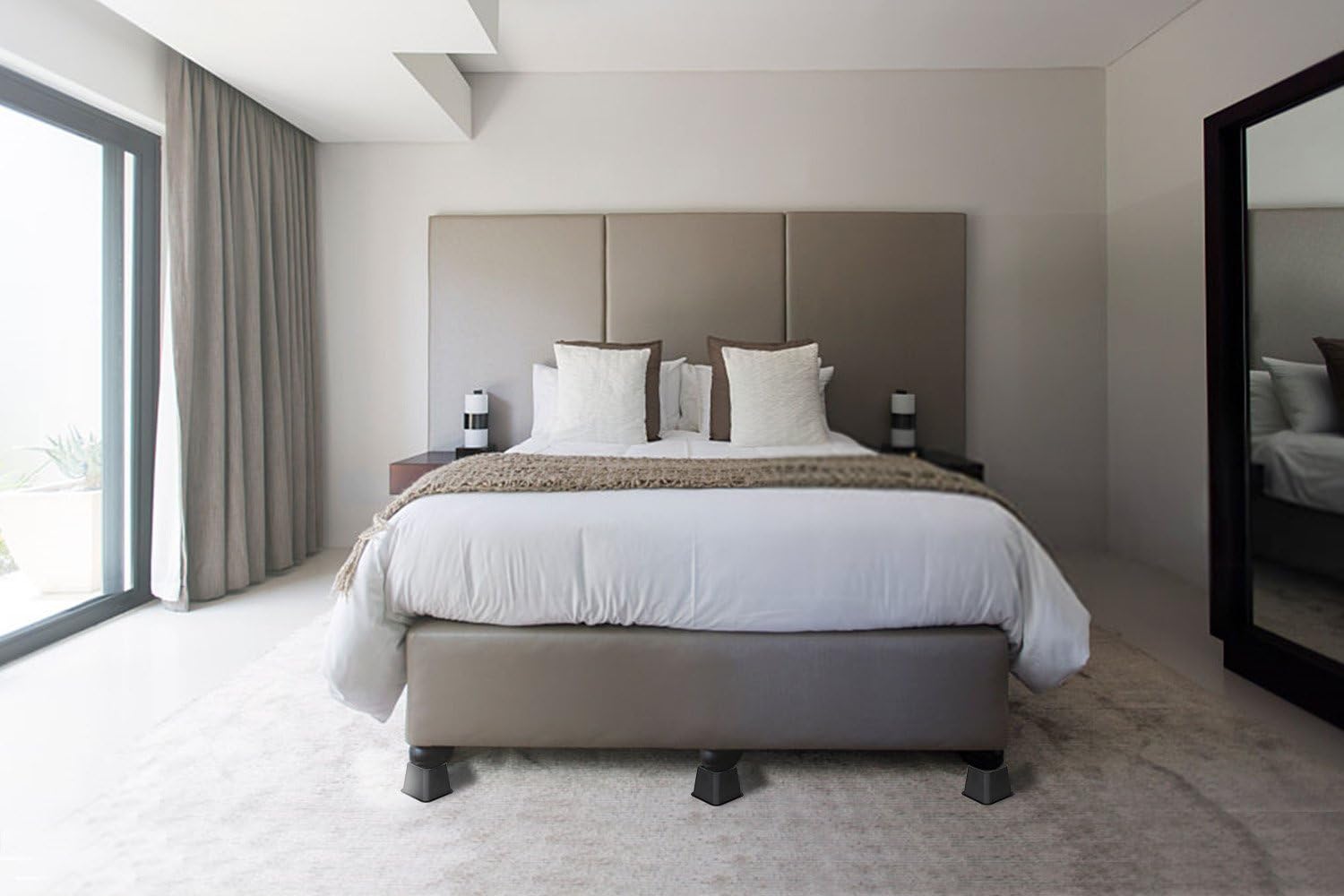 DuraCasa Bed Risers for Additional Under Bed Storage! Reinforced New Heavy-Duty Design to Hold Over 2000 LBS! Furniture, Desk, Sofa, and Chair Lift (6, Black 3 Inch Set of 6) : Home & Kitchen