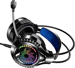 Acouto Auriculares con Cable para Computadora Canal de Sonido 7.1 Diadema Ajustable Orejeras Suaves Auriculares para Juegos de Computadora Duales de 3,5 Mm y USB RGB Experiencia Realista DISEÑO