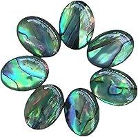 Vista 12 de 7 cuentas de piedra preciosa ovalada de obsidiana negra con parte trasera plana para hacer joyas, 0.71 x 0.51 pulgadas (0.709 x 0.512 in)