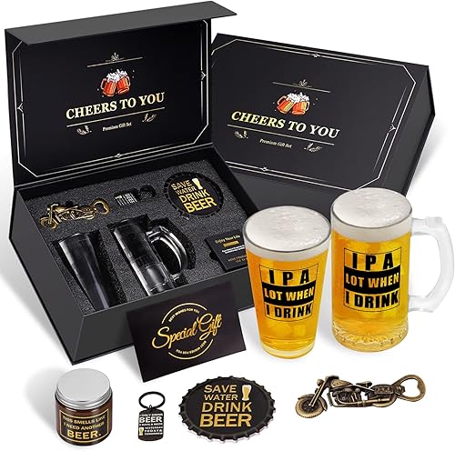 Regalos de cerveza para hombres, cesta de regalo para amantes de la cerveza, caja de regalo para papá, marido, novio, abuelo, aniversario, boda,