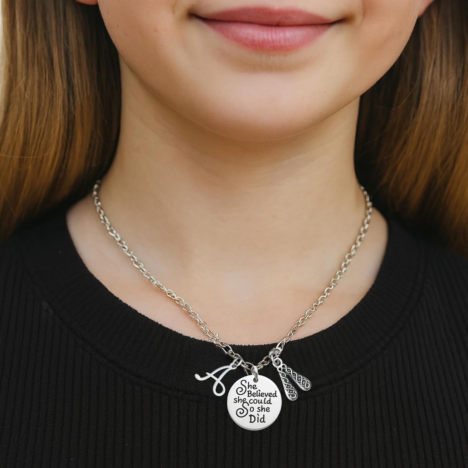 Personalized Irish Dance Necklace with Initial Charm – She Believed She Could So She Did Pendant, Irish Dance Jewelry for Recitals, Competitions & Dancers - Image 6