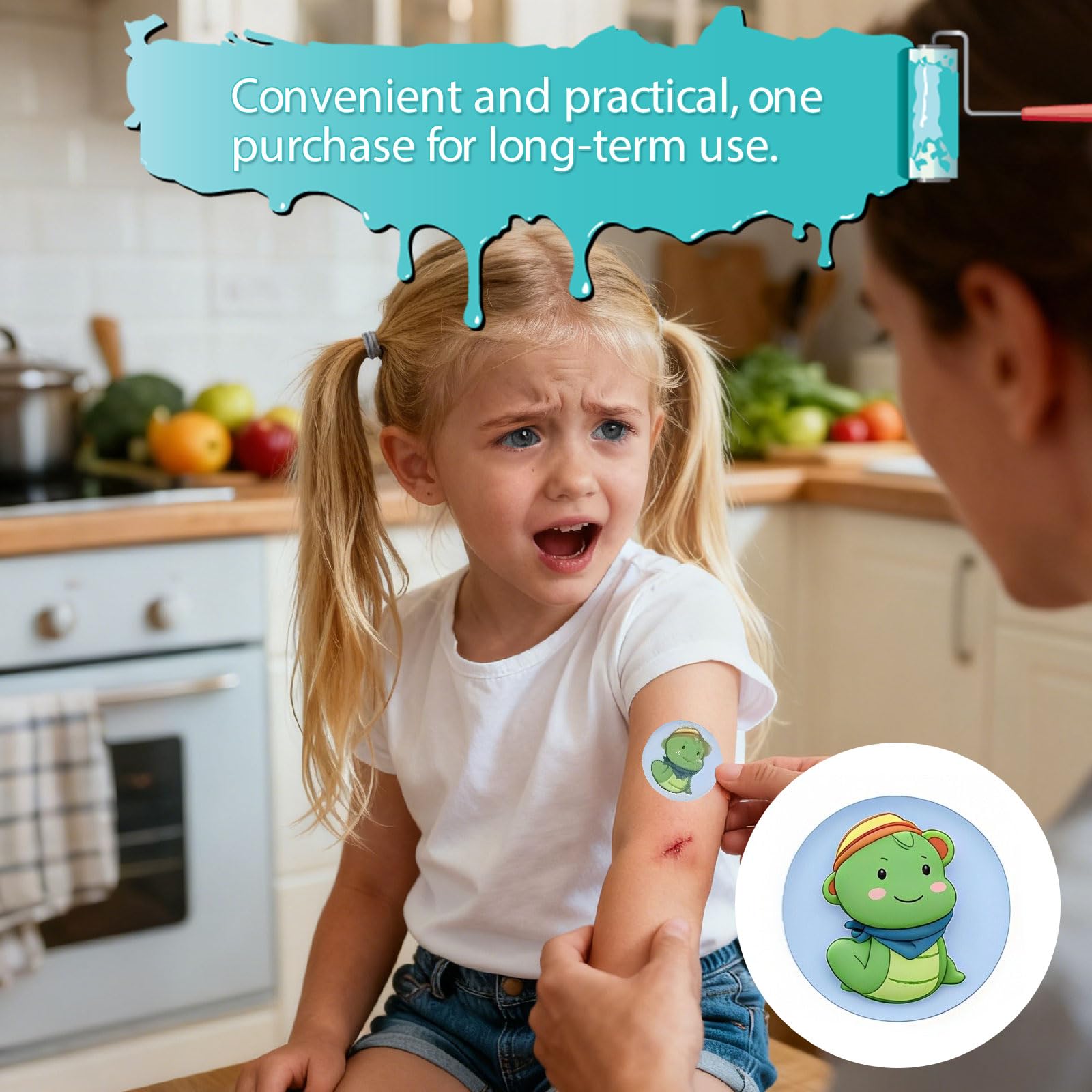 Cerotti per Bambini 120 Pezzi, Cerotti Adesivi Rotondi da 2,2 cm con Cartoni Animati, Tessuto Flessibile per Piccole Ferite, Brufoli e Vaccinazioni, Protezione Completa per la Pelle Sensibil