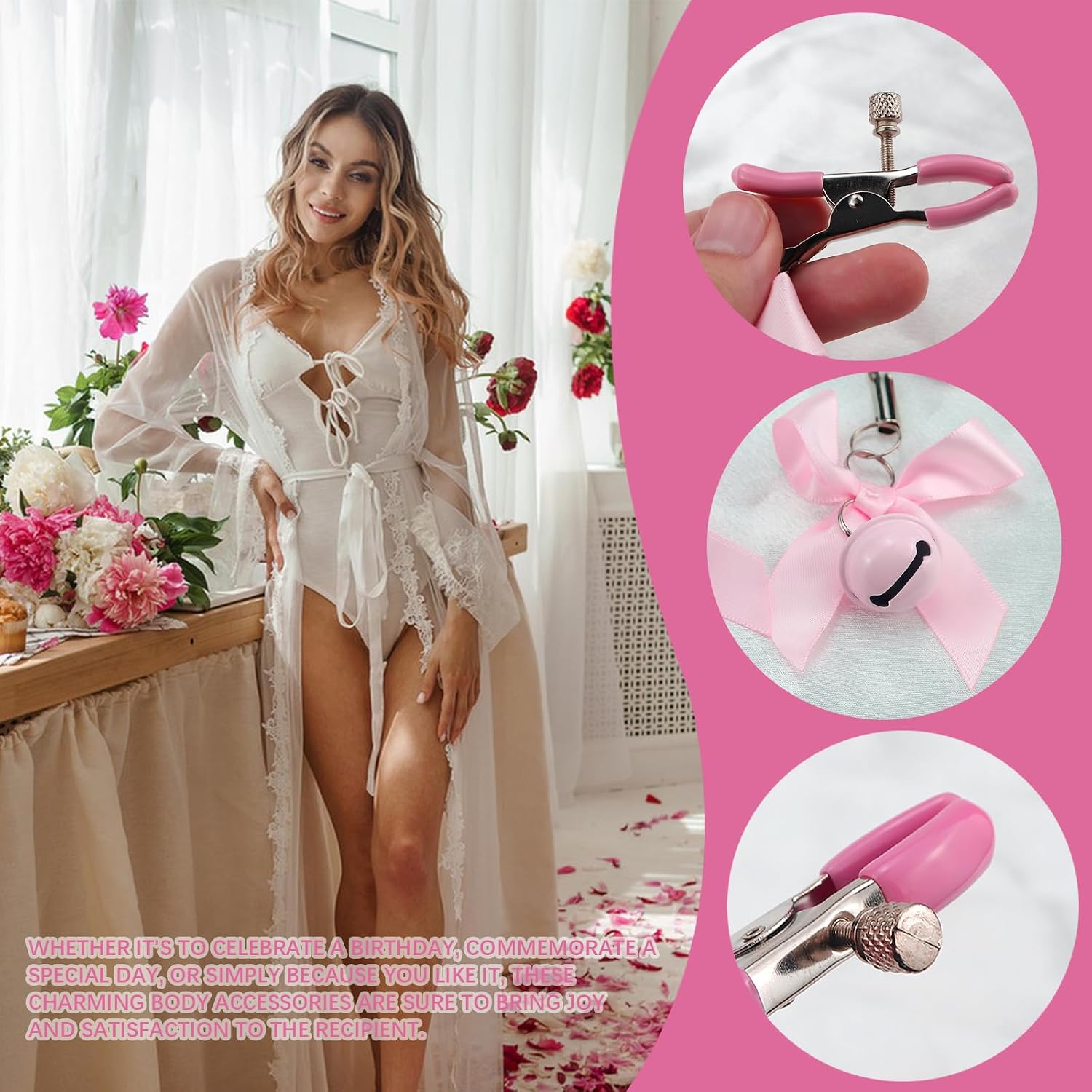 Stainless Steel Body Chain Jewelry Adjustable Bow Non-Piercing Clamp Chain Adjustable Body Clamps Body Jewelry Clip for Women
