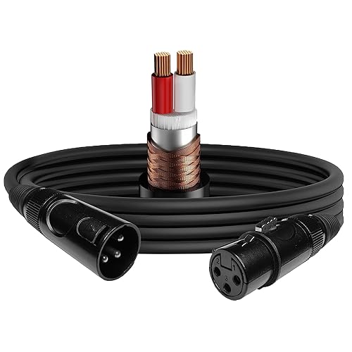 EMB Paquete de 1 cable de audio para micrófono blindado equilibrado 100% OFC XLR Pro 16AWG 0.315 in 6 pies