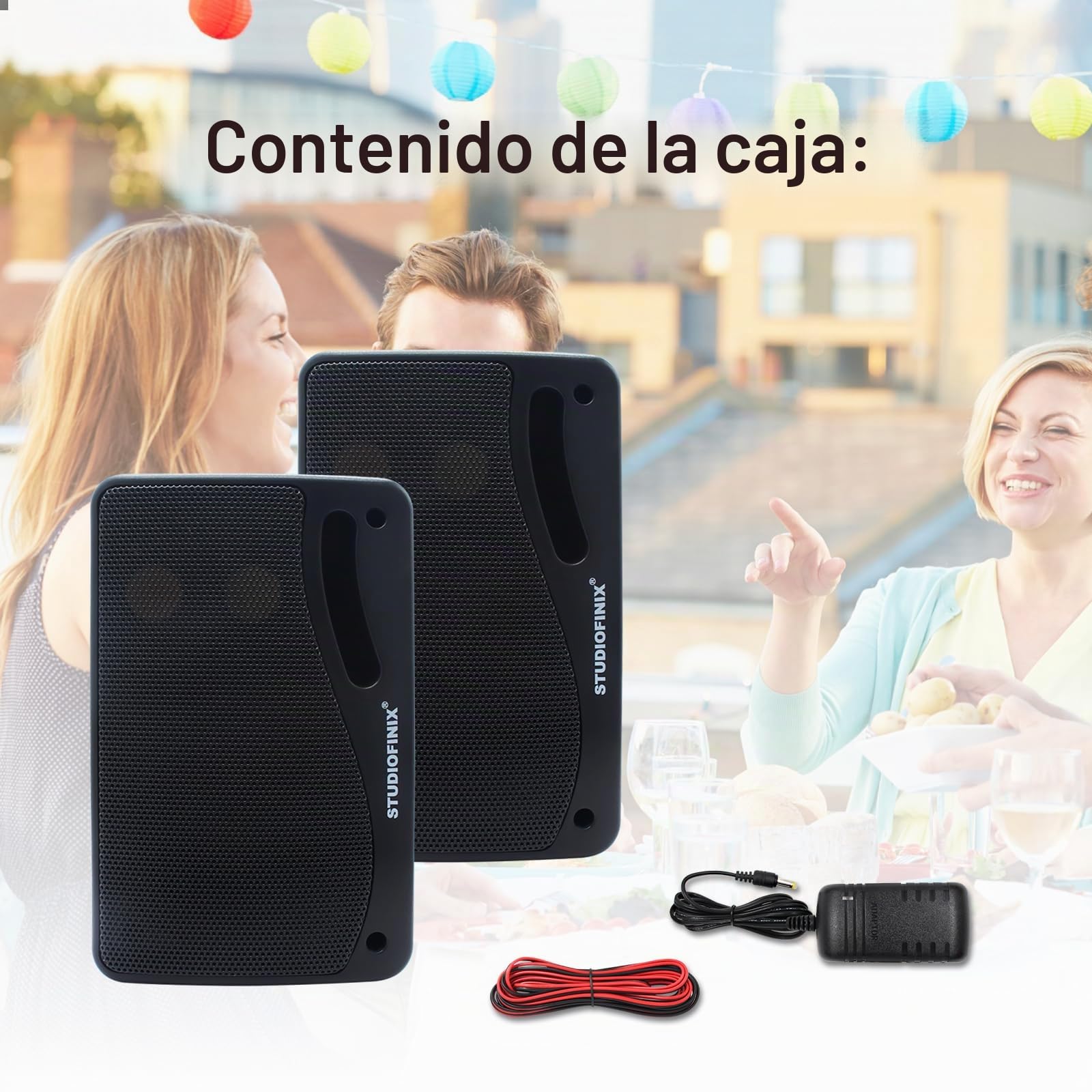 STUDIOFINIX Altavoces Bluetooth con Cable para Exteriores de 3.5 Pulgadas, Impermeables, 3 vías de 200 W, Altavoces de Montaje en Pared, Uso Patio, Cubierta, Interior y Exterior
