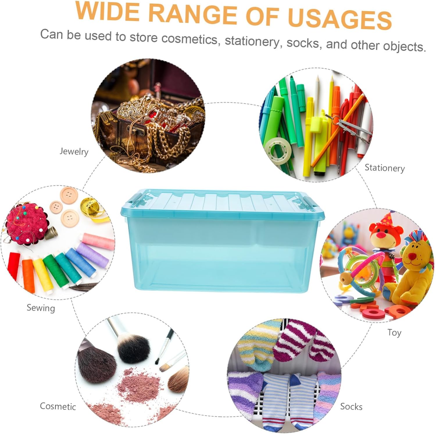 SOLUSTRE Large Tool Case Plastic Storage Box Toy Container Organizer Toy Box for Blocks Painting Supplies
