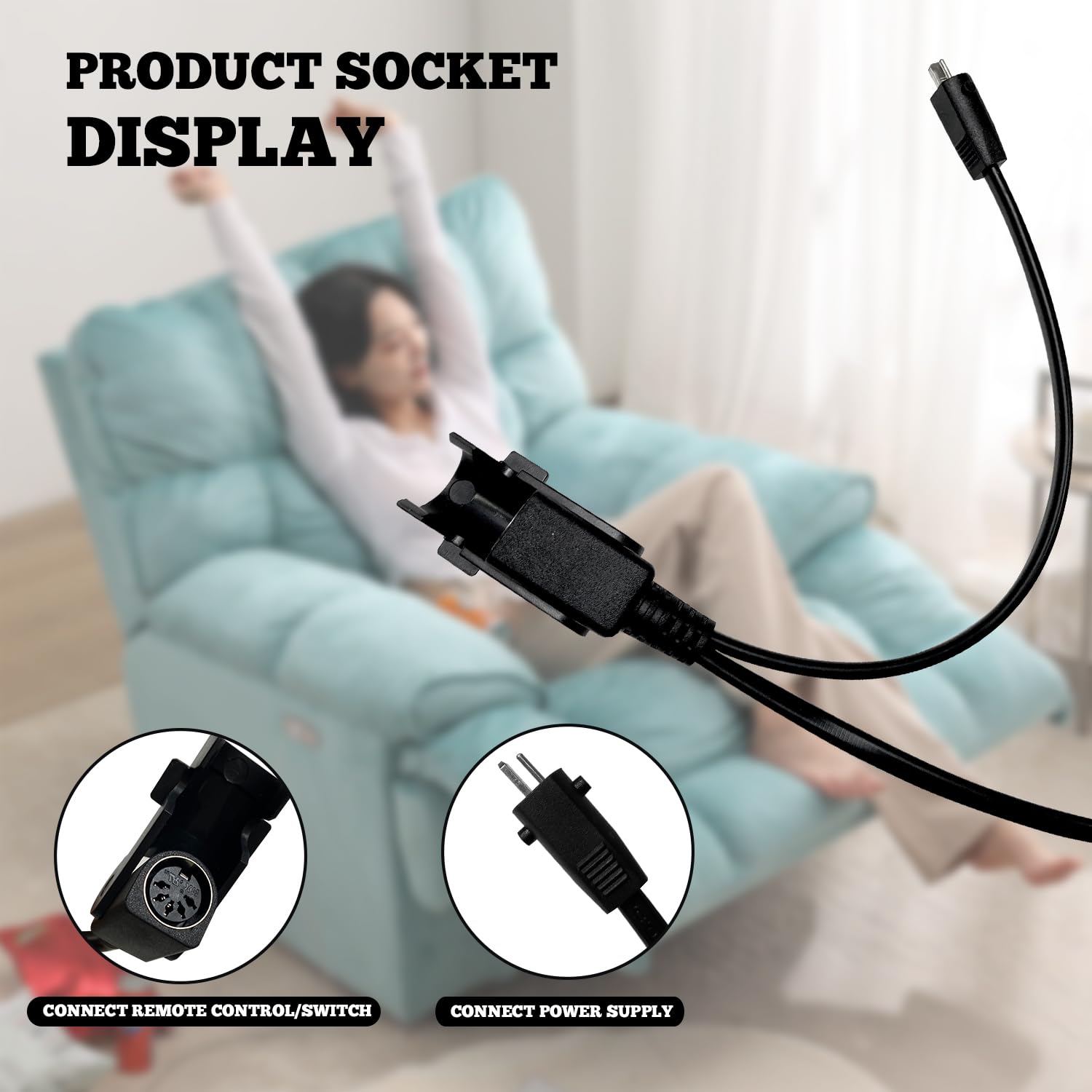 Power Ersatzmotor mit Kabel, Modell ML18-017, Linearantrieb für Sofa, Stuhl, Sessel, Massagesitz, Bett, Aluminium