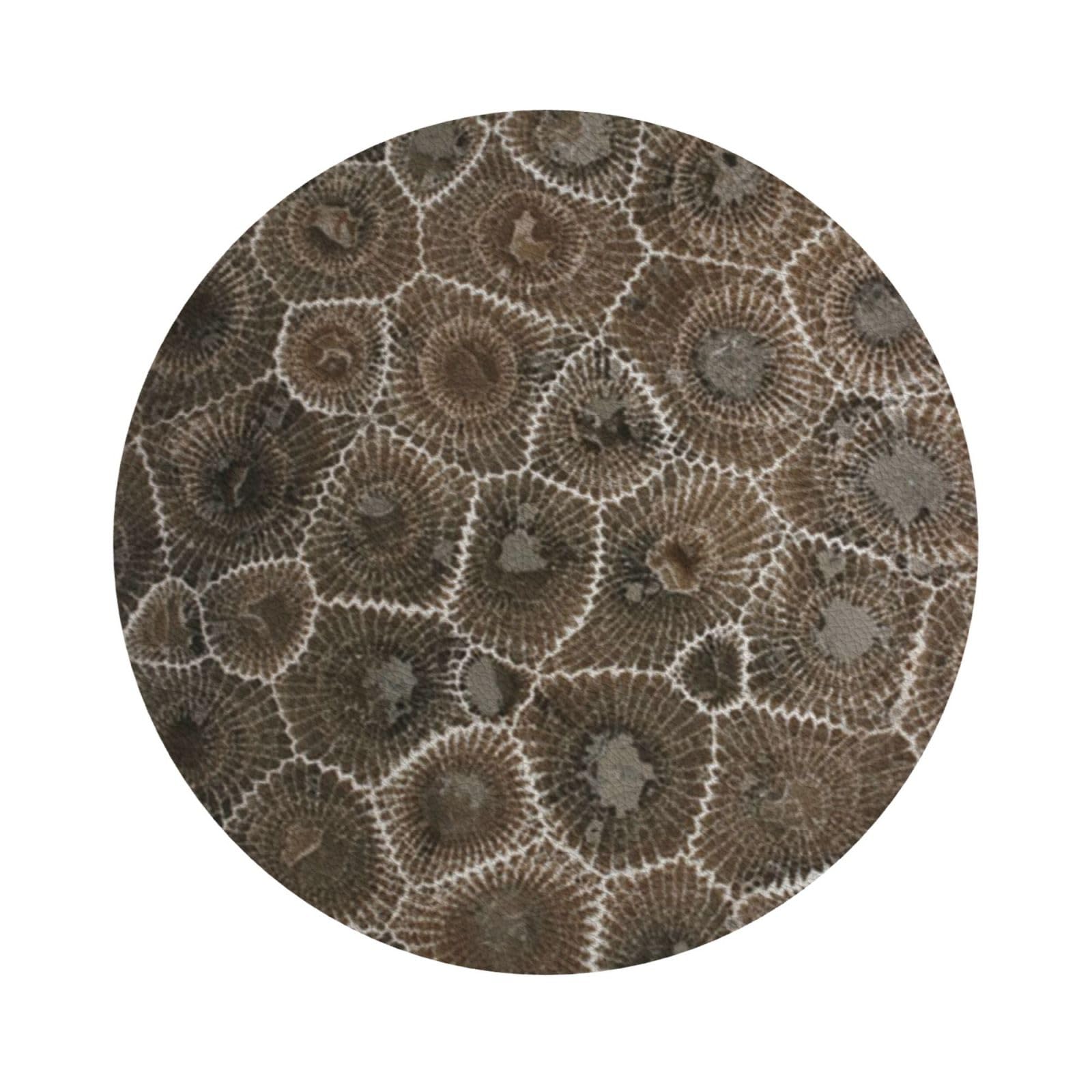 Petoskey Stone PU Leather Coasters Set of 6 Round Drink Coasters