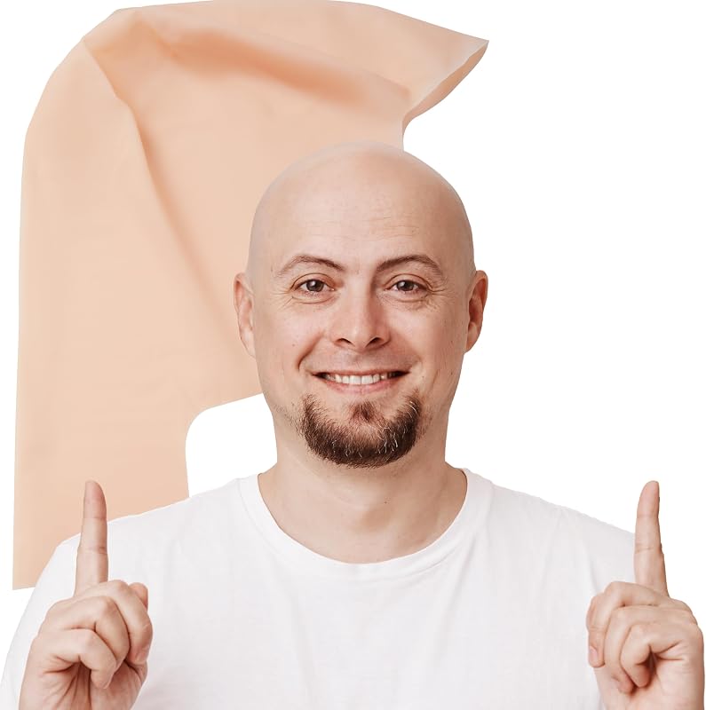 Spooktacular Creations Halloween Bald Cap for Men Women Halloween Costumes, Latex Bald Head Wig Cap for Adults Costume, Makeup Costume Accessories, Old Men Balding Cosplay Dress Up Prop