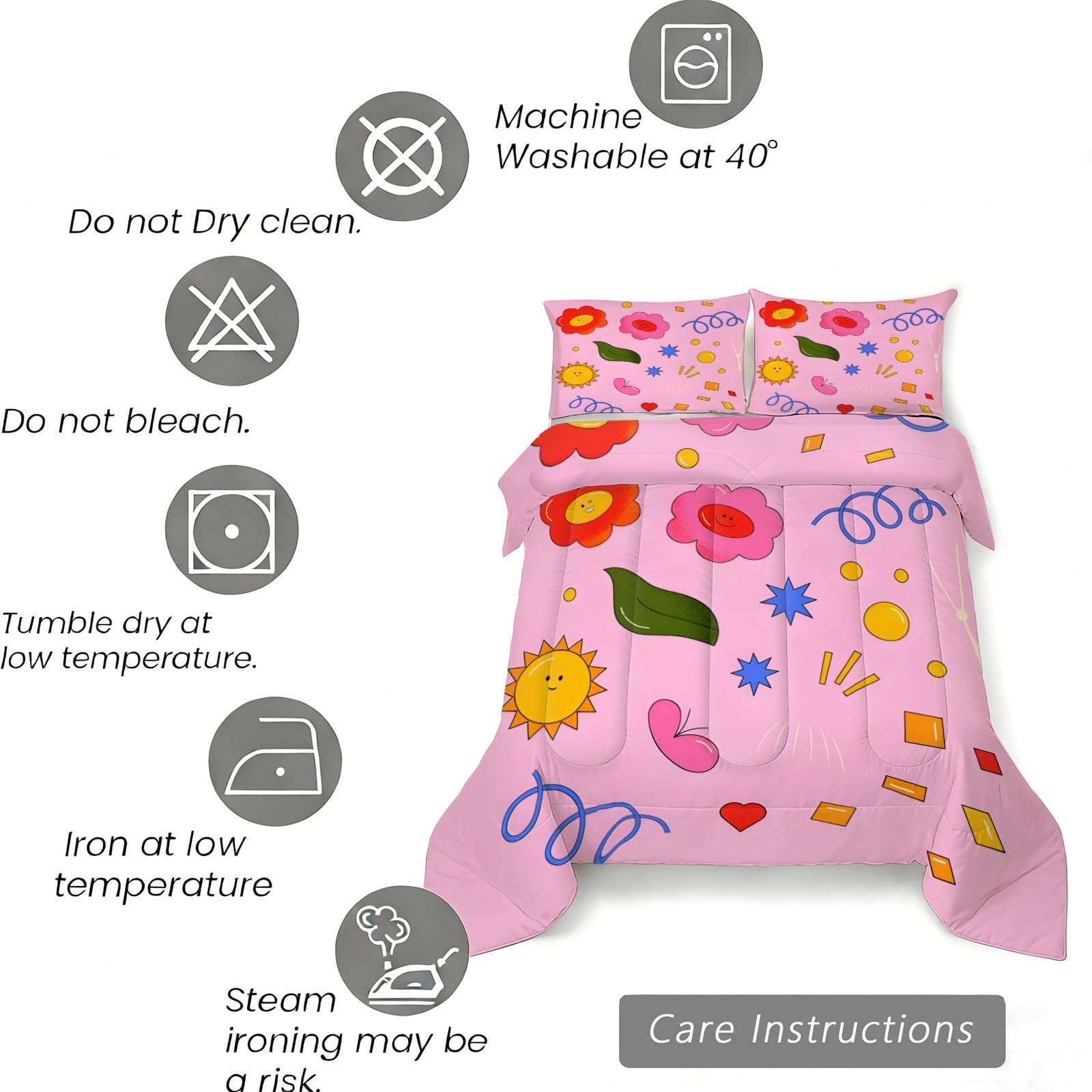 Genérico Edredon Cama 135 Objetos Coloridos Edredón Nordico Adulto sin Funda Reversible Infantil Estampado Suave Ligero Transpirable Duvet 220x220 cm Incluye 2 Fundas de Almohada 50x75 cm YUb466