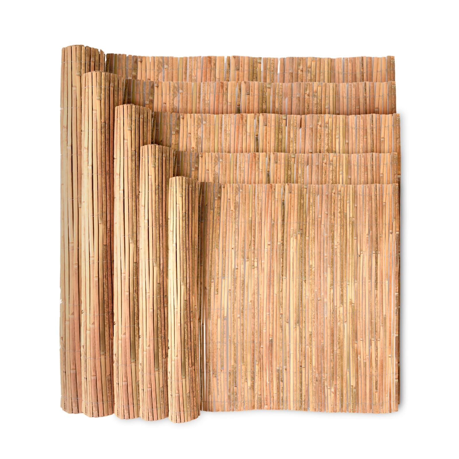 Wadan Natural Bamboo Slat Garden Fence Covering Outdoor Privacy Bamboo Garden Screening Roll, Privacy & Protective Screening Roll for Outdoor Wind and Sun Protection (1m x 4m)