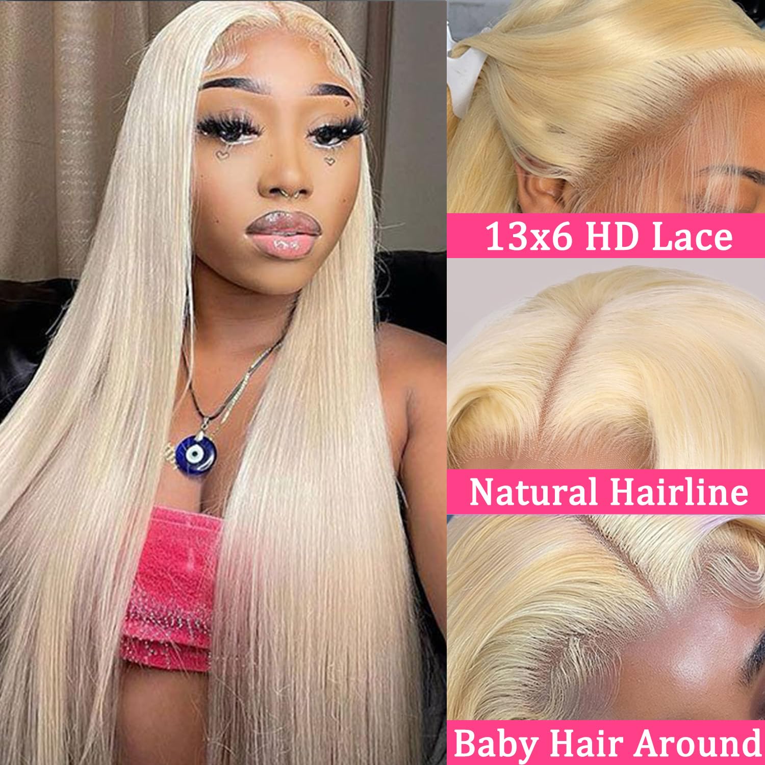 NICILK 30 Inch 613 13x6 Lace Front Wig Human Hair Straight Blonde Wig Human Hair 613 HD Transparent Lace Frontal Wigs Human Hair Pre Plucked with Baby Hair 200 Density Blonde Human Hair Wigs for Women