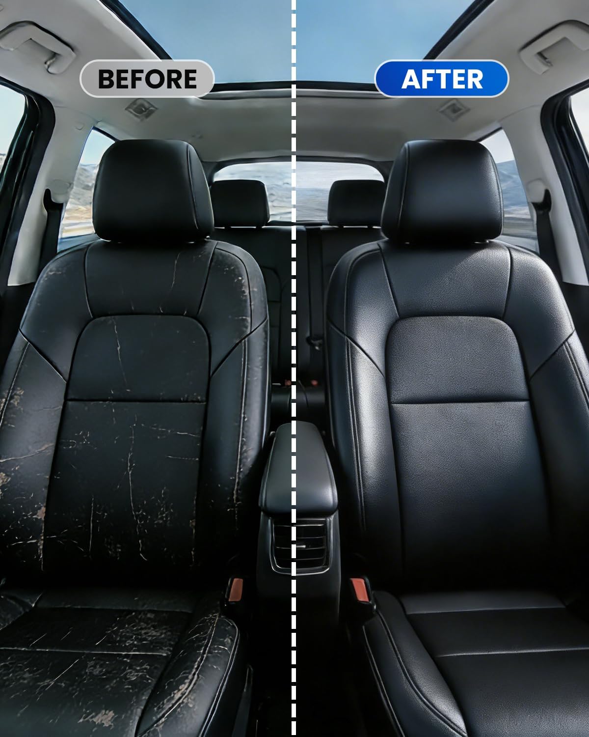 Leather Repair Kit for Toyota- 8PCS Leather & Vinyl Scratch Restorer for Steering Wheel/Seat, Leather Restoration Kit DIY Fix for Tears, Scuffs, Worn Spots & Color Fading (Black)