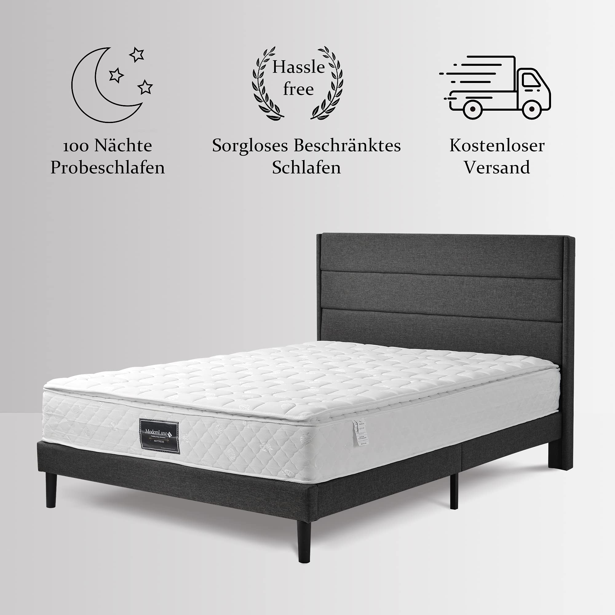 Materasso A Molle Insacchettate Egohome 90x200 Cm, 7 Zone, Altezza 23 Cm, H3, Sfoderabile E Lavabile