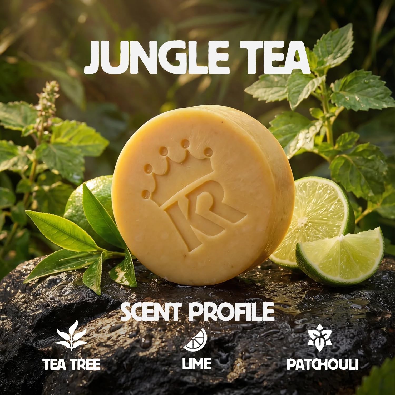 King Rilla Natural Cold Process Soap Bars – 3-Pack Handcrafted Certified Organic Soaps for Men – Moisturizing, Detoxifying & Eco-Friendly Skincare Set (03 Pack JUNGLE TEA SOAP BAR)