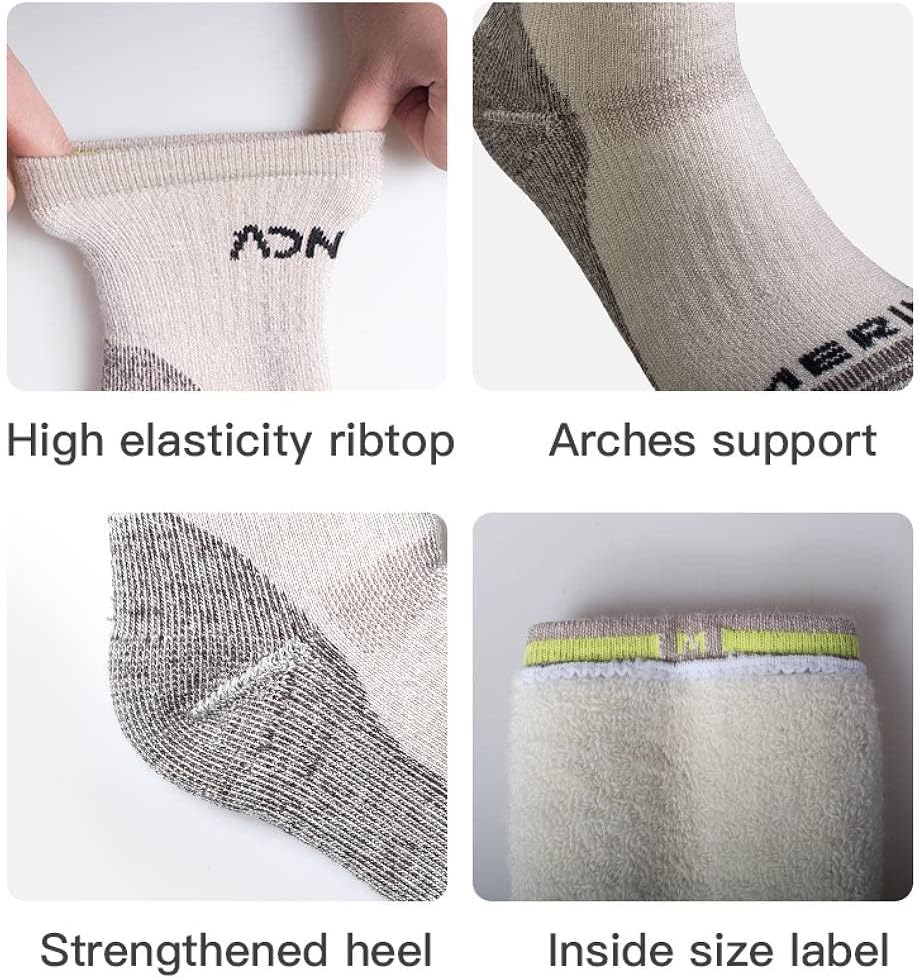 AONIJIE Merino Wool Socks Hiking Cushioning Socks Moisture Wicking Performance Socks Thermal Ski Socks for Women&Men