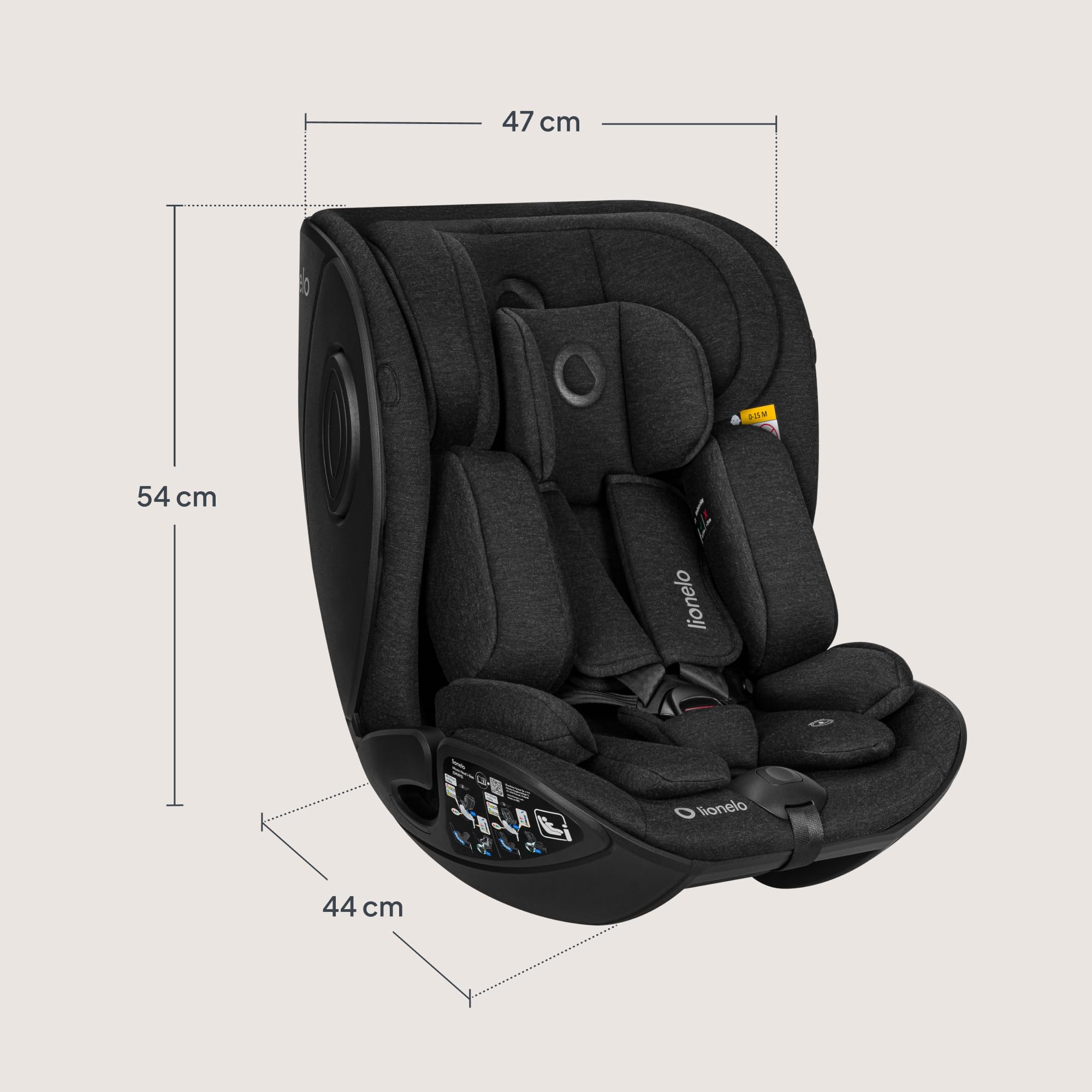 Lionelo Moxie Next i-Size Silla de Coche Para Niños Aprox. 0-4 Años (40-105 Cm), 0-18 Kg, Instalación Sobre Base Giratoria 360°, Protección Lateral SIP, Ajuste Del Reposacabezas Y De La Inclinación