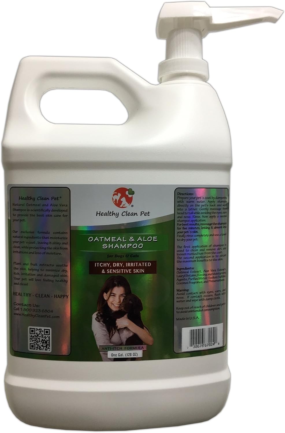 Healthy Clean Pet Dog Shampoo & Conditioner (1 Gallon) 100% Natural –for Dogs and Cats –Made with Organic Oatmeal & Aloe Helps to…