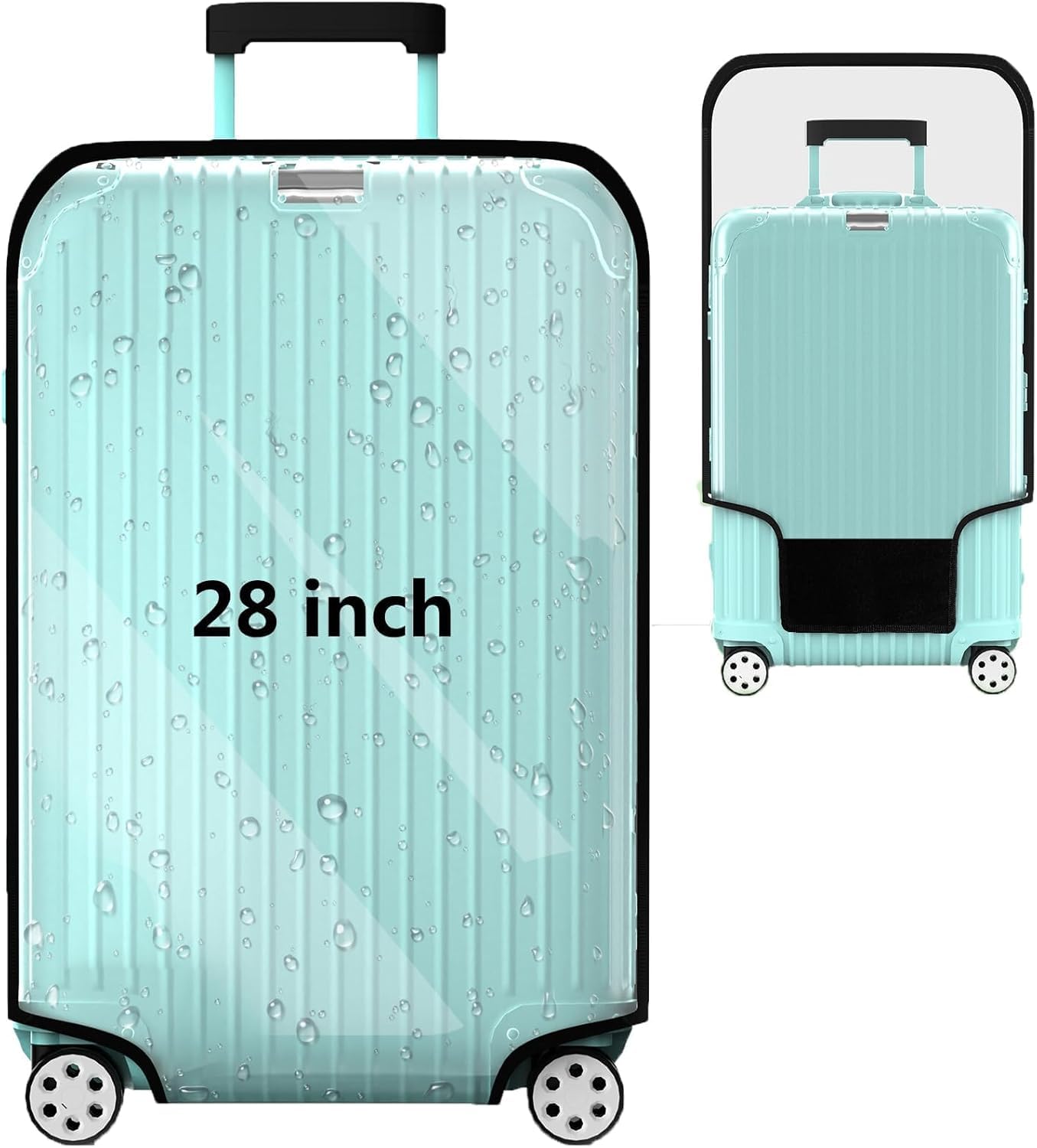 Trolley Bag Cover 28 Inch - Transparent PVC Suitcase Cover Waterproof Thicken Plastic Protector with Velcro & Handle Cuts - Durable Luggage Covers (Clear)-image-42