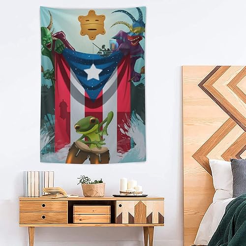 Miniatura 3 de Kizon Tapiz de Puerto Rico Boricua con bandera puertorriqueña para colgar en la pared, decoración del hogar, tapiz puertorriqueño para Puerto Sala