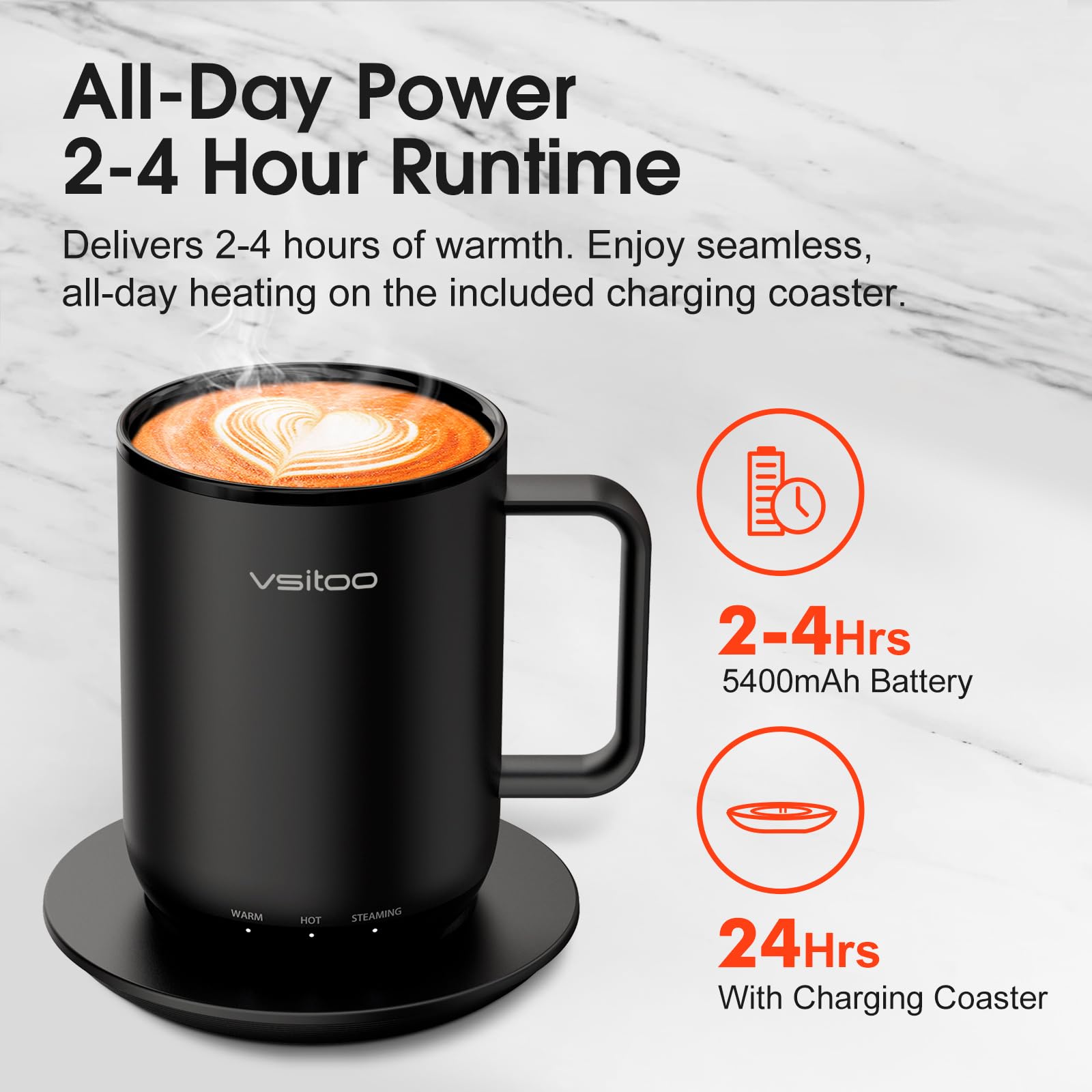 Amazon.com: Vsitoo S3 Plus 14oz Self Heating Coffee Mug with Auto
