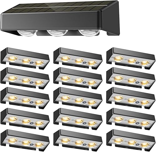 Miniatura 12 de NIORSUN - Luces solares para valla, paquete de 12 luces de terraza RGB, bombilla LED impermeable IP65 para exteriores, luz de valla exterior, Negro