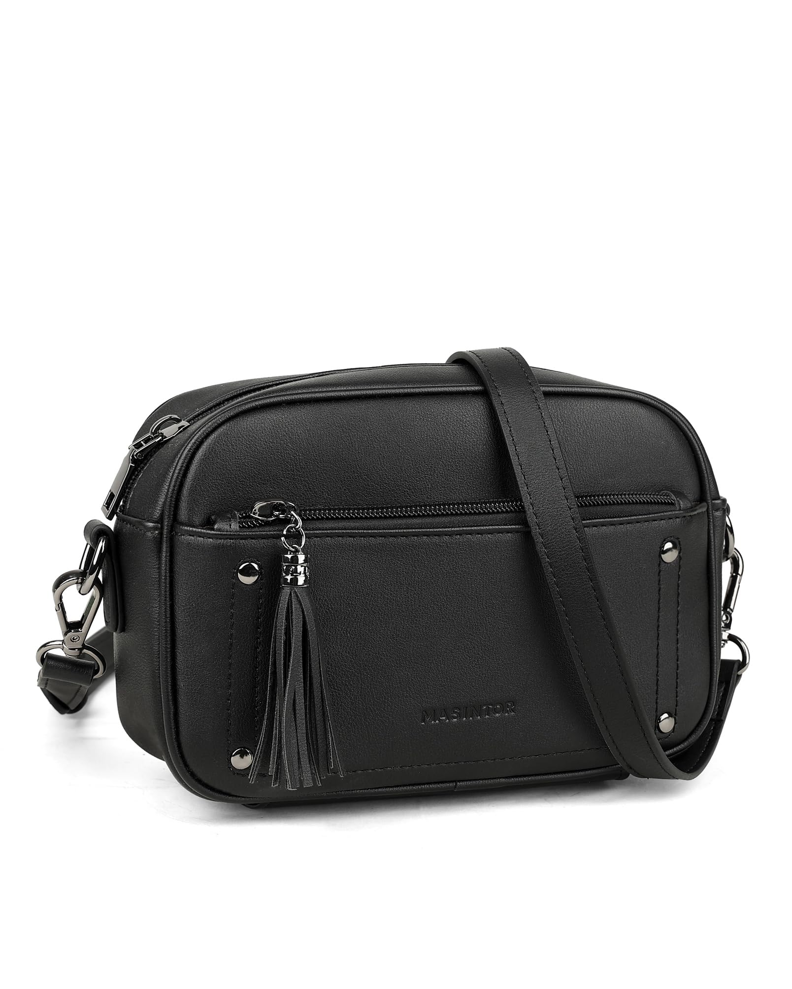 MASINTOR Crossbody Purses for Women Vegan Leather, Travel Purse Shoulder Handbag with Adjustable Strap and Tassel