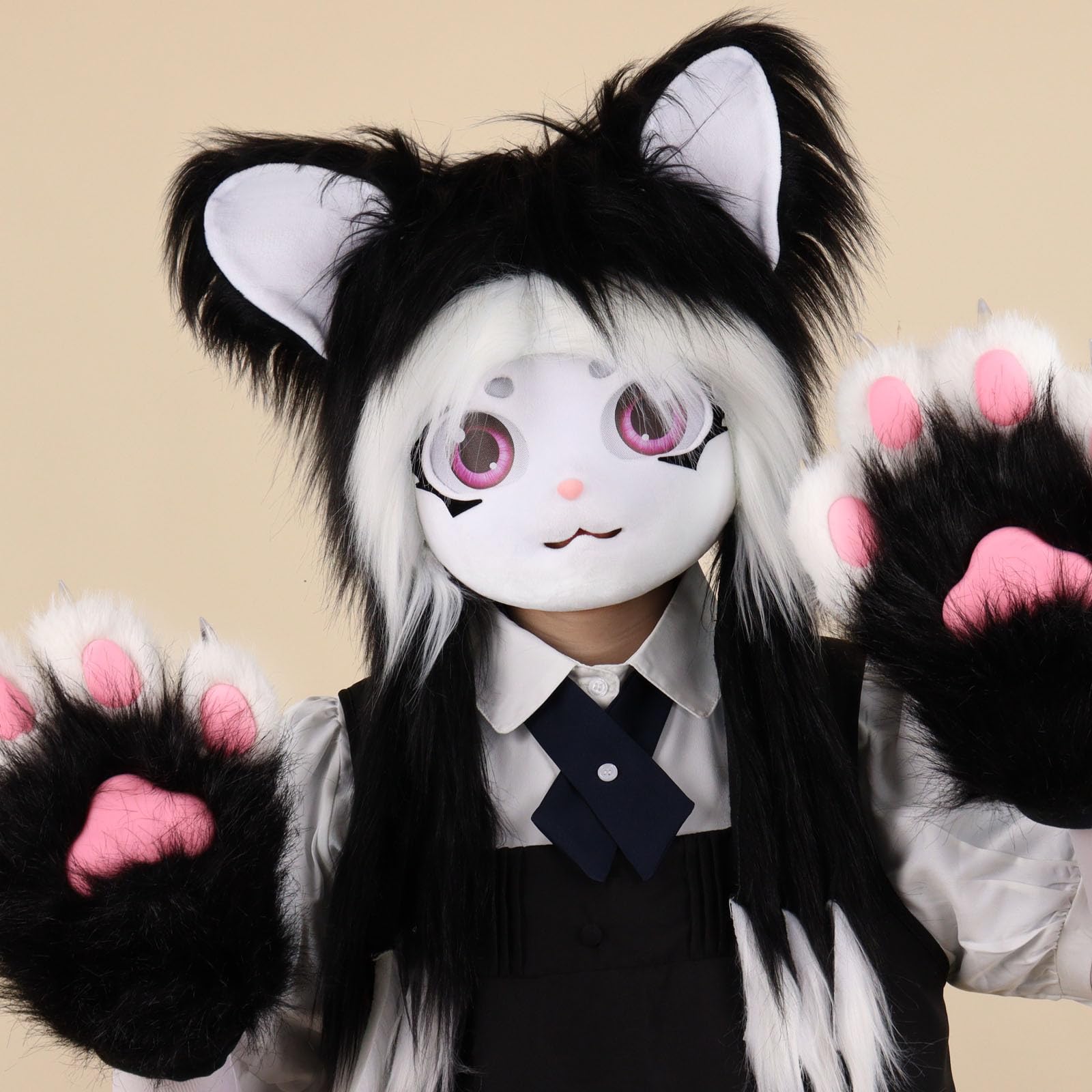 Equipo de cosplay para festivales peludos, cómodo gorro de animales, perfecto para juegos de rol y eventos de disfraces, barrio de cosplay suave