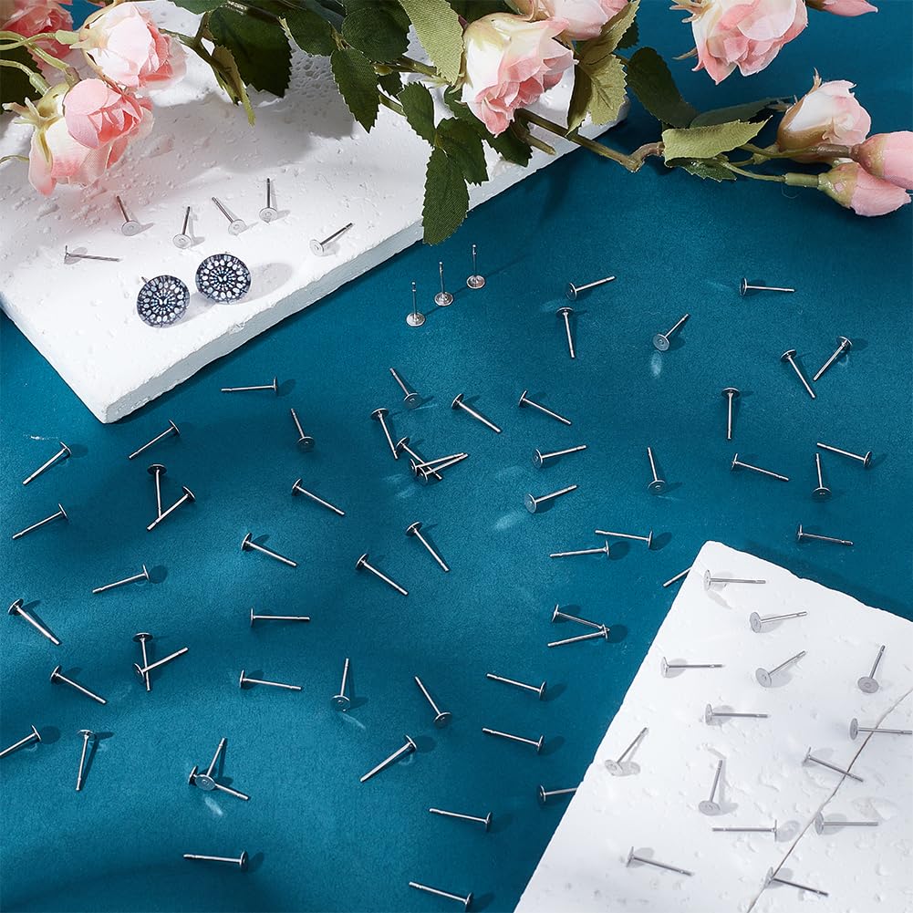 UNICRAFTALE 500 pz Perni per Oreccheni In Acciaio Inox Perni per Oreccheni Piatti Perni per Oreccheni In Mete Vuoto Da 4mm per Forniture per La Fabbricazione di Oreccheni