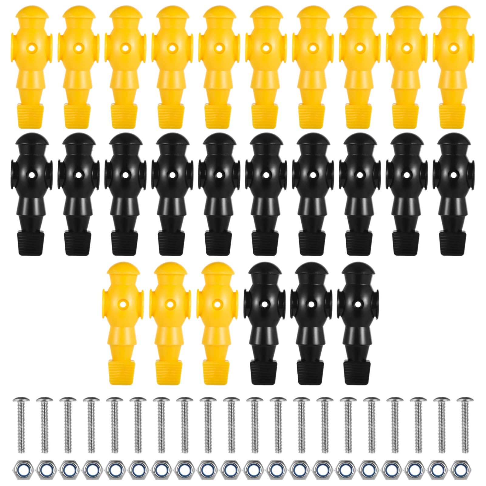 Calolin 26 Pcs Foosball Men, Resin Foosball Replacement Parts, Table Soccer Player Set for Tournament Foosball 13 Black and 13 Yellow - Image 2