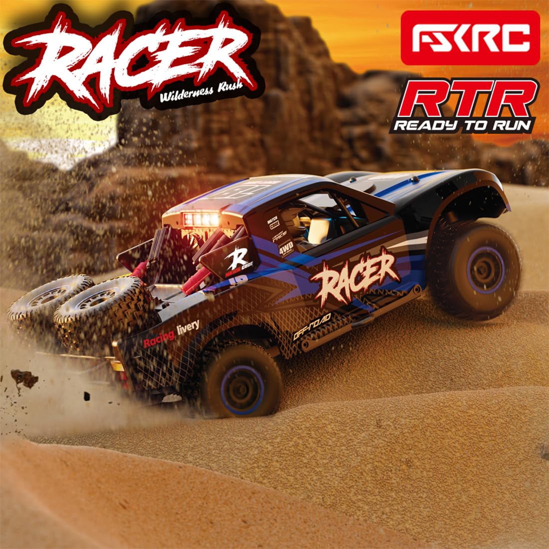 RD12 1/12 RC Drift Car 4WD 2,4GHz mit Gyro, Vollproportionales Ferngesteuertes Auto, 30KM/H High Speed, LED-Lichter, Wiederaufladbarer RC Rennwagen für Erwachsene Blau