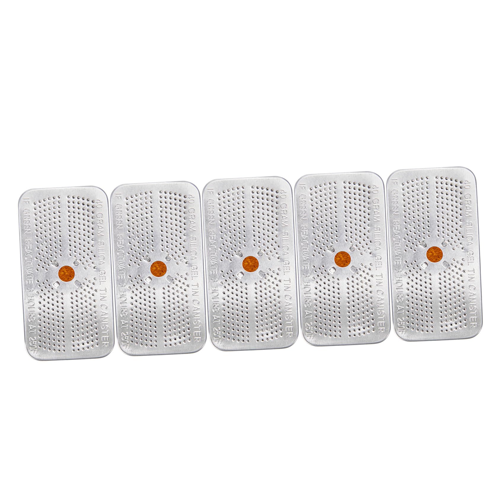 GALPADA Pacchetti Essiccanti di Silice da 40 Gram, 5 Pezzi Indicatrici, Assorbono Umidità in Sicurezza, Contenitore in Alluminio Arancione per Elettronica e Armadi
